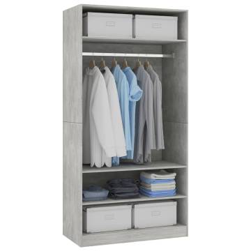 Concrete Grey Wardrobe | 100x50x200 cm | Stylish Storage Solution