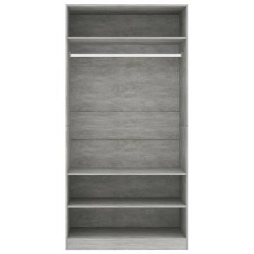 Concrete Grey Wardrobe | 100x50x200 cm | Stylish Storage Solution