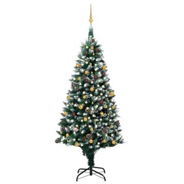 Pre-lit Artificial Christmas Tree with Balls & Pinecones - 240 cm