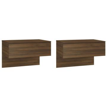 Wall-Mounted Bedside Cabinets - 2 Pcs Brown Oak | HiPoMarket