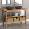 Stylish Bathroom Vanity Cabinet with Black Marble Sinks