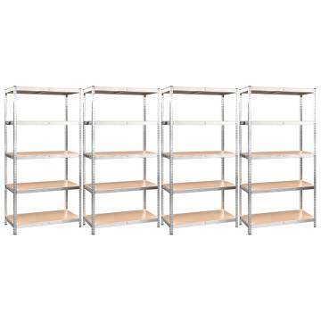 5-Layer Shelves - Sturdy Steel & Engineered Wood Storage Racks