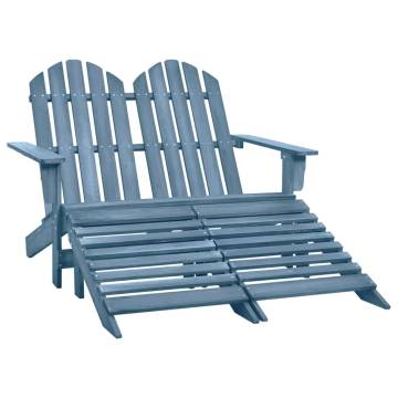 2-Seater Adirondack Chair & Ottoman - Blue Fir Wood