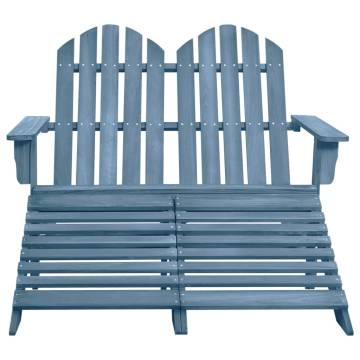 2-Seater Adirondack Chair & Ottoman - Blue Fir Wood