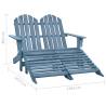 2-Seater Adirondack Chair & Ottoman - Blue Fir Wood