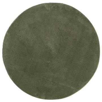 HUARTE Forest Green Short Pile Rug Ø 80 cm - Soft & Washable