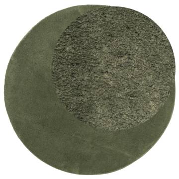 HUARTE Forest Green Short Pile Rug Ø 80 cm - Soft & Washable