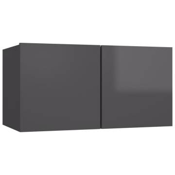 8 Piece High Gloss Grey TV Cabinet Set - Stylish Home Storage