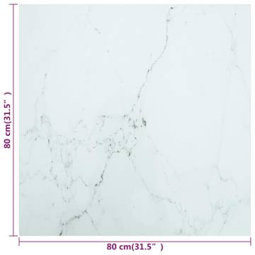 Stylish 80x80 cm Marble Design Table Top - Tempered Glass