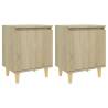 Scandinavian Bed Cabinets with Solid Wood Legs - 2 pcs | HipoMarket