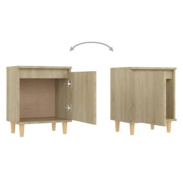 Scandinavian Bed Cabinets with Solid Wood Legs - 2 pcs | HipoMarket