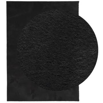 Rug HUARTE Short Pile Soft Black 140x200 cm – Hipomarket UK