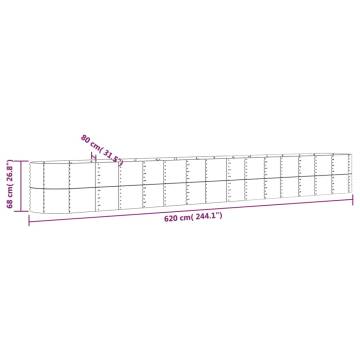 Garden Raised Bed Powder-coated Steel 620x80x68 cm Grey