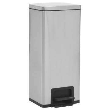 30L Silver Stainless Steel Pedal Dustbin - Anti-fingerprint | HipoMark