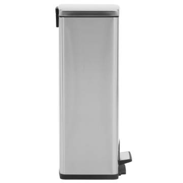 30L Silver Stainless Steel Pedal Dustbin - Anti-fingerprint | HipoMark