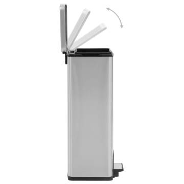 30L Silver Stainless Steel Pedal Dustbin - Anti-fingerprint | HipoMark