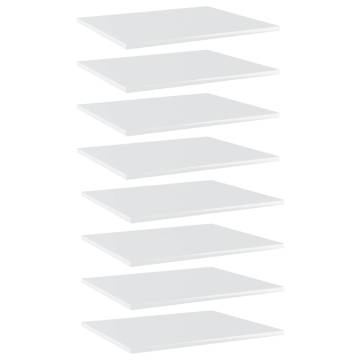 High Gloss White Bookshelf Boards - 8 pcs - 60x50x1.5 cm