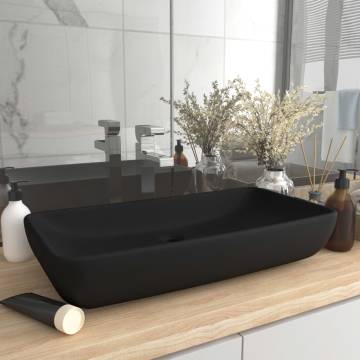 Luxury Matt Black Rectangular Basin - 71x38 cm Ceramic