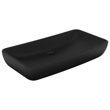 Luxury Matt Black Rectangular Basin - 71x38 cm Ceramic