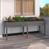 Grey 203x53x76 cm Solid Wood Fir Planter with Liner | HipoMarket