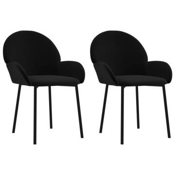 Elegant Black Velvet Dining Chairs - 2 pcs | HipoMarket UK