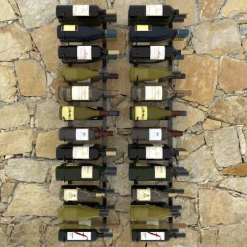 Stylish Wall-Mounted Wine Racks for 72 Bottles - 2 pcs Black Iron