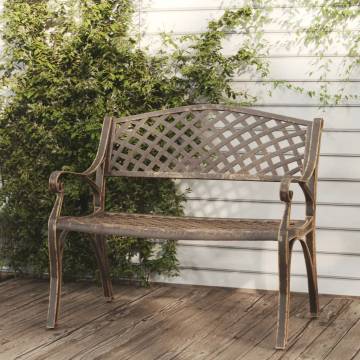 Garden Bench 102 cm Cast Aluminium Bronze - Elegant Outdoor Seating