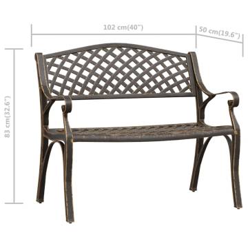 Garden Bench 102 cm Cast Aluminium Bronze - Elegant Outdoor Seating