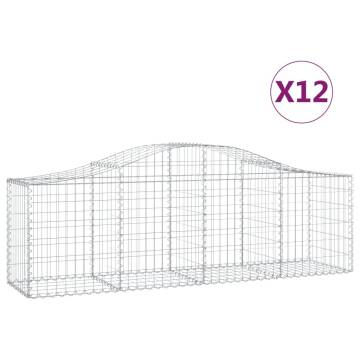 Arched Gabion Baskets - 12 pcs Galvanised Iron Garden Barriers