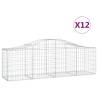 Arched Gabion Baskets - 12 pcs Galvanised Iron Garden Barriers