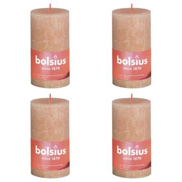 Bolsius Rustic Pillar Candles Shine - Misty Pink 4 pcs