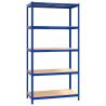 5-Layer Storage Shelves - Blue Steel & Engineered Wood (4 pcs)