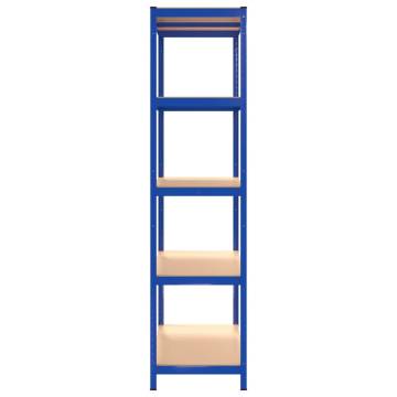 5-Layer Storage Shelves - Blue Steel & Engineered Wood (4 pcs)