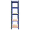 5-Layer Storage Shelves - Blue Steel & Engineered Wood (4 pcs)