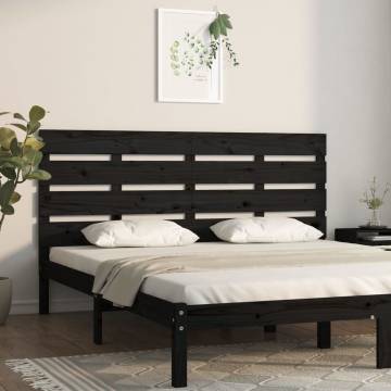 Stylish Black Solid Pine Headboard 180x3x80 cm | Hipo Market