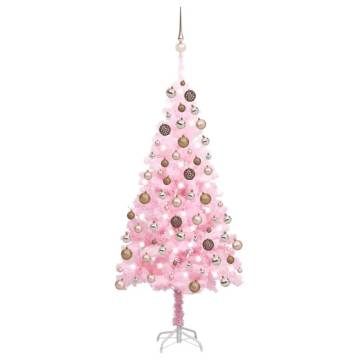 Artificial Pre-lit Pink Christmas Tree with Ball Set - 150 cm