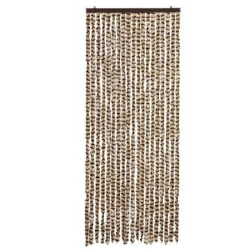 Fly Curtain Beige & Brown 56x200 cm - Chenille Insect Barrier