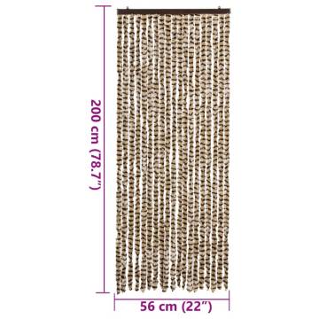 Fly Curtain Beige & Brown 56x200 cm - Chenille Insect Barrier