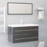 2 Piece Bathroom Furniture Set High Gloss Grey Engineered Wood Colour high gloss grey Number of 1 Number of Pieces 