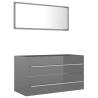 2 Piece High Gloss Grey Bathroom Furniture Set | Hipomarket