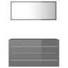 2 Piece High Gloss Grey Bathroom Furniture Set | Hipomarket