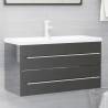 2 Piece High Gloss Grey Bathroom Furniture Set | Hipomarket