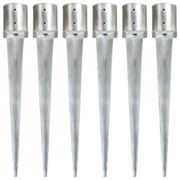 Ground Spikes 6 pcs Silver - Galvanised Steel 12x91 cm