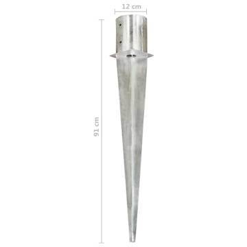 Ground Spikes 6 pcs Silver - Galvanised Steel 12x91 cm