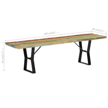 Bench 160 cm Solid Reclaimed Wood - Industrial Style