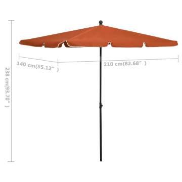 Garden Parasol with Pole 210x140 cm - Terracotta Shade Solution