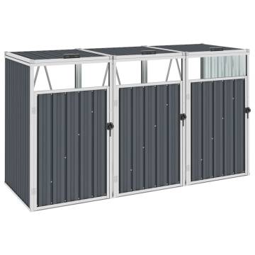 Triple Garbage Bin Shed - Grey Steel Storage Solution