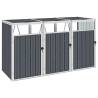 Triple Garbage Bin Shed Grey 213x81x121 cm Steel Colour grey Size 3 bins Number of bins 1 