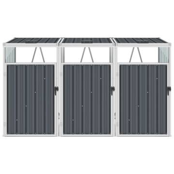 Triple Garbage Bin Shed - Grey Steel Storage Solution