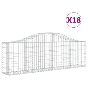 Arched Gabion Baskets 18 pcs - Galvanised Iron Garden Barriers